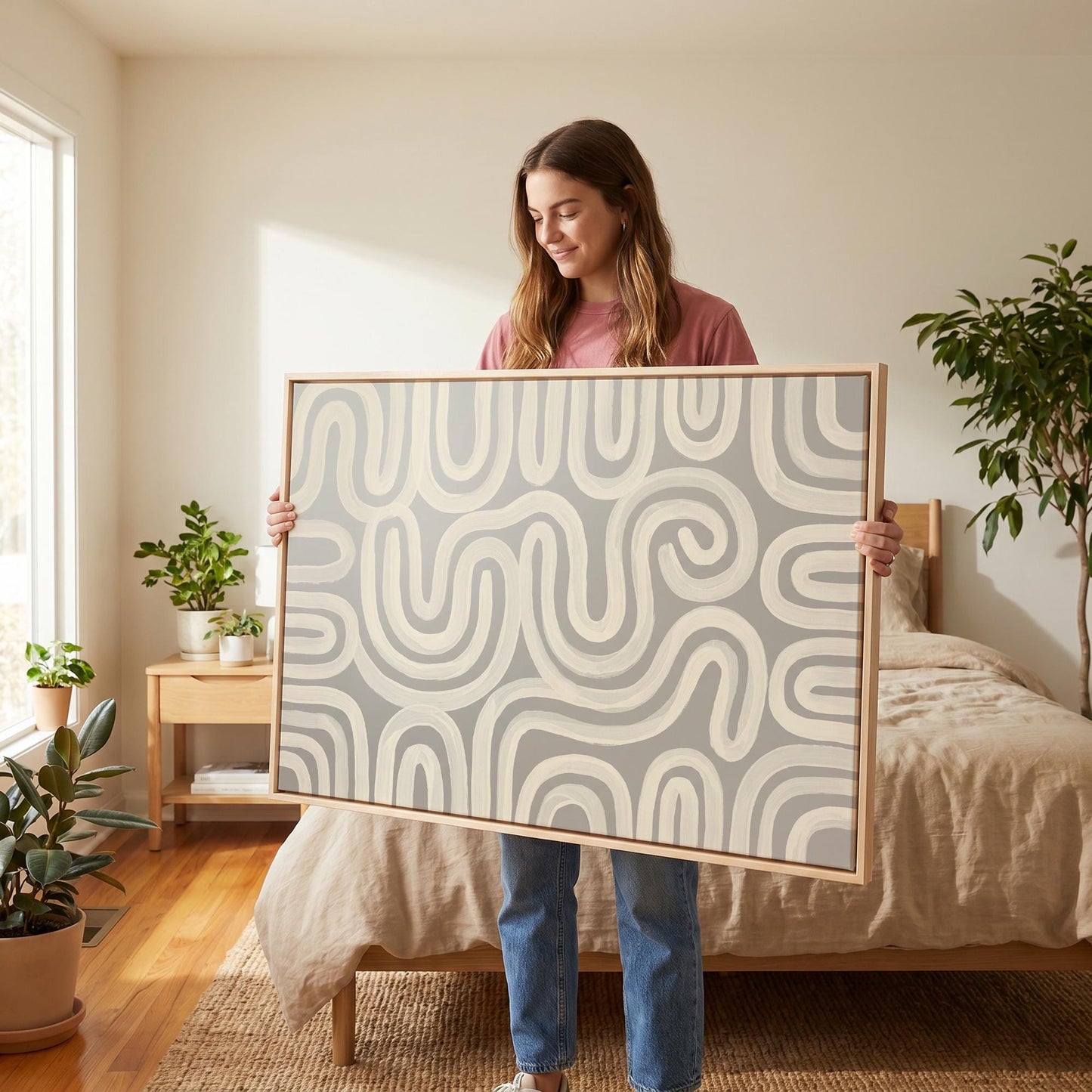 Abstract Swirl Lines Canvas Wall Art