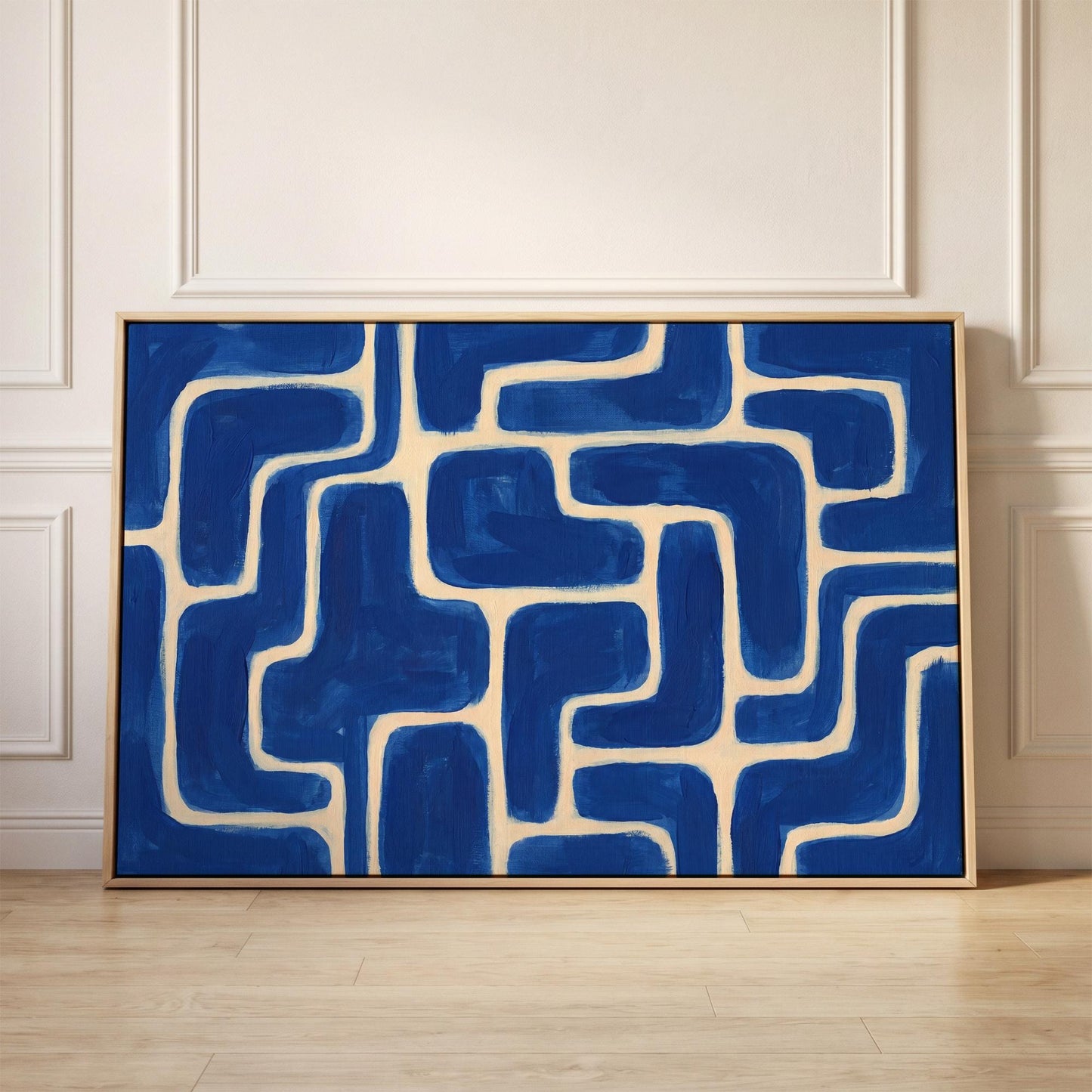 Blue Abstract Maze Canvas Wall Art