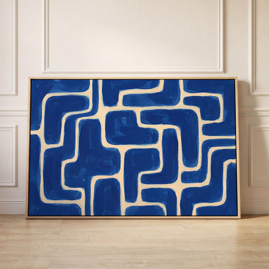 Blue Abstract Maze Canvas Wall Art