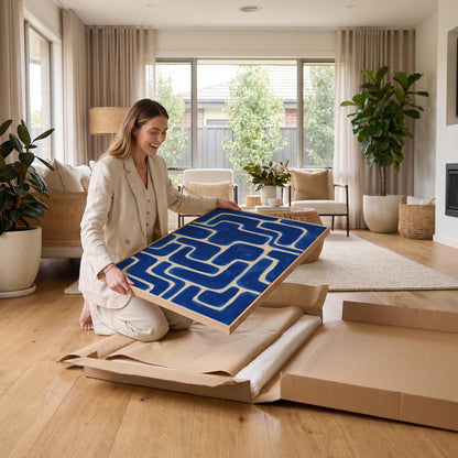 Blue Abstract Maze Canvas Wall Art