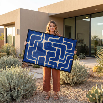 Blue Abstract Maze Canvas Wall Art