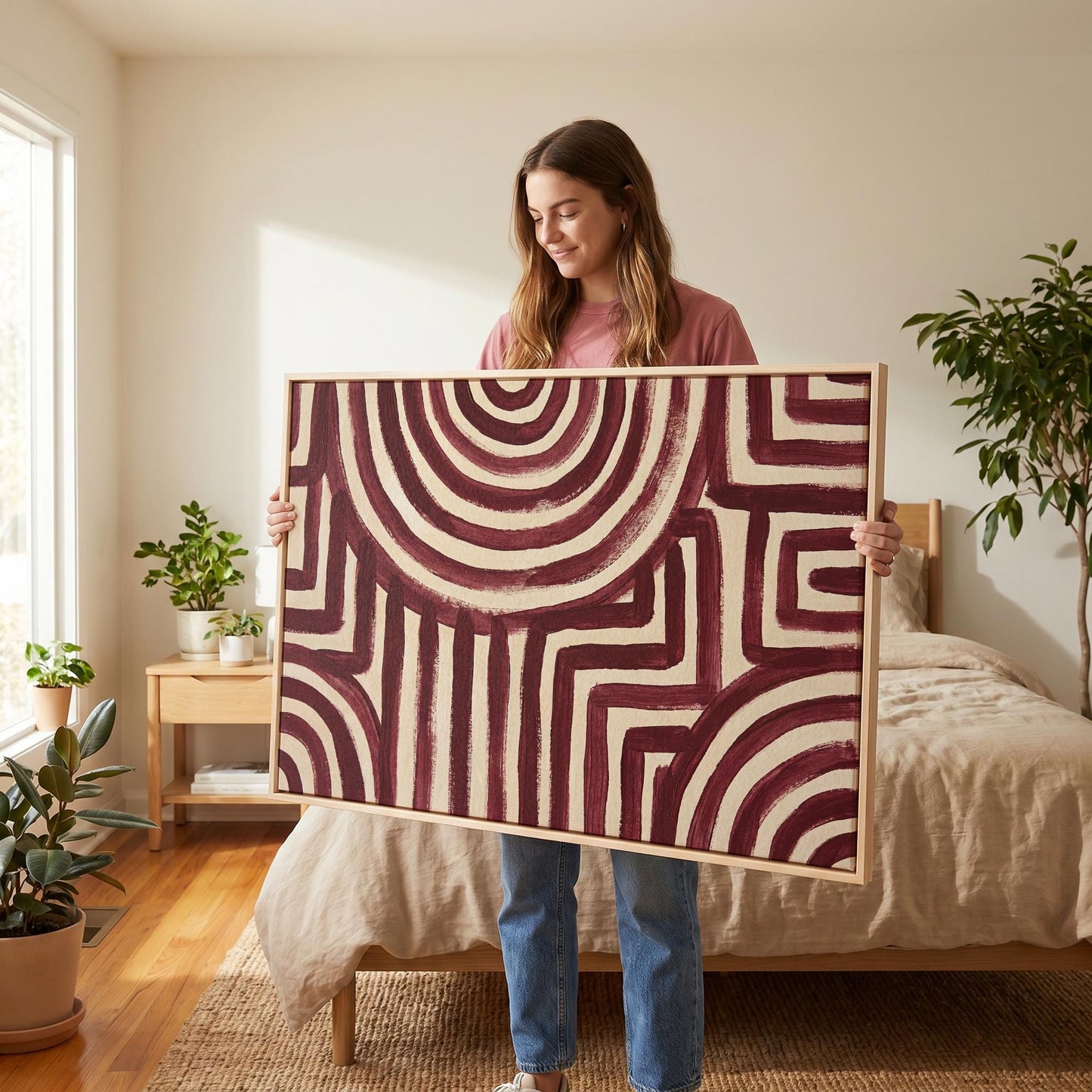 Abstract Geometric Lines Canvas Wall Art