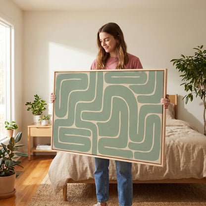 Abstract Maze Lines Canvas Wall Art