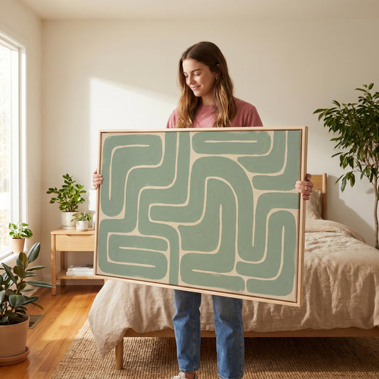 Abstract Maze Lines Canvas Wall Art
