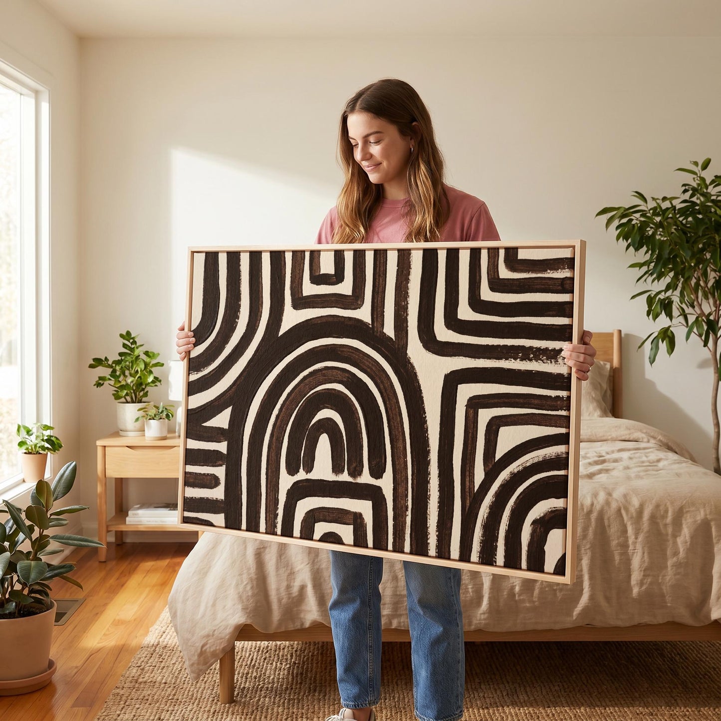 Abstract Line Maze Canvas Wall Art