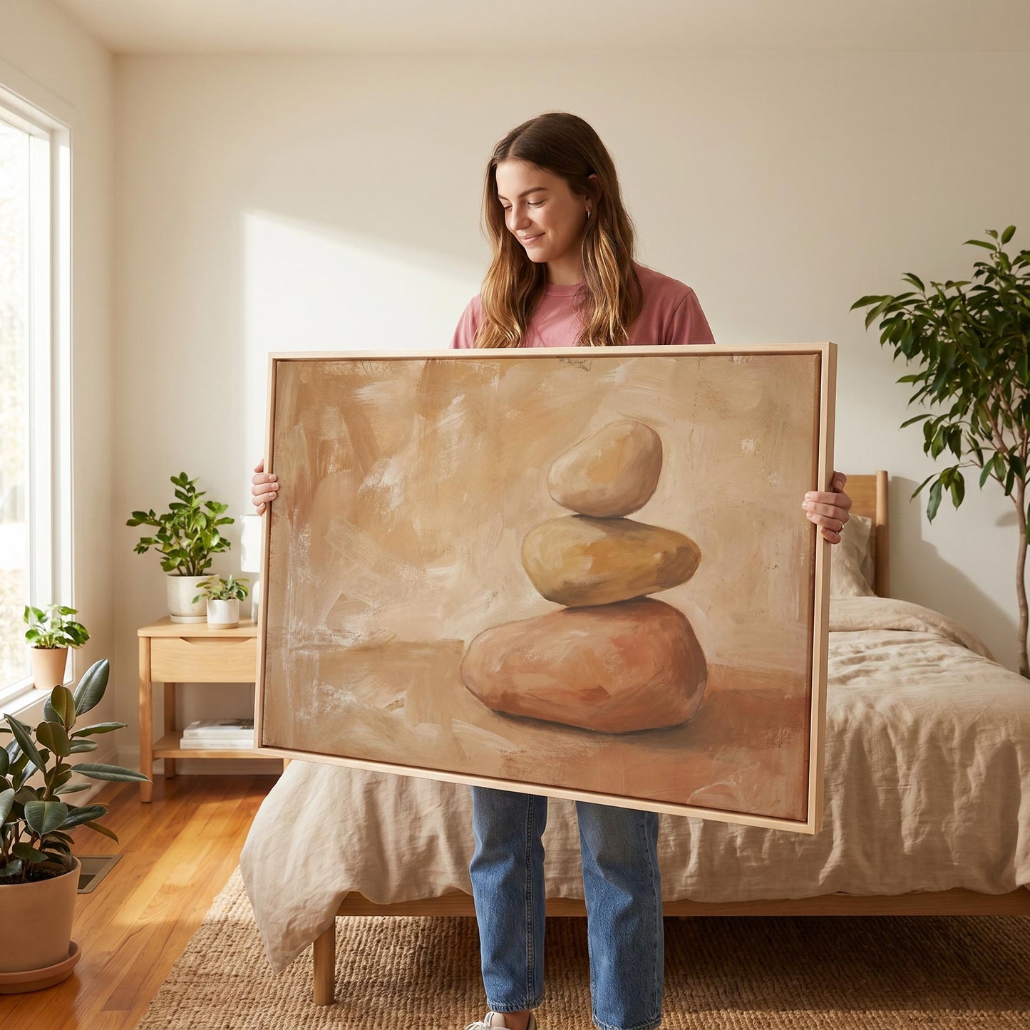 Stacked Zen Stones Canvas Wall Art
