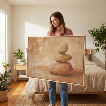 Stacked Zen Stones Canvas Wall Art