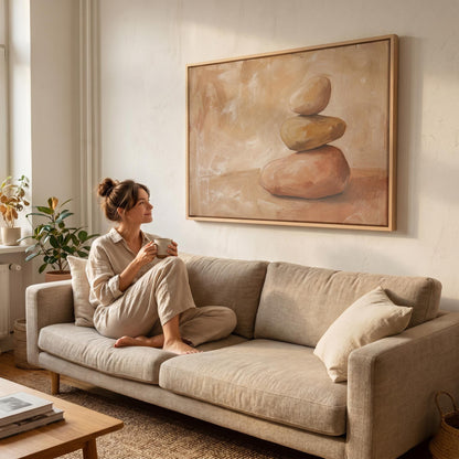 Stacked Zen Stones Canvas Wall Art