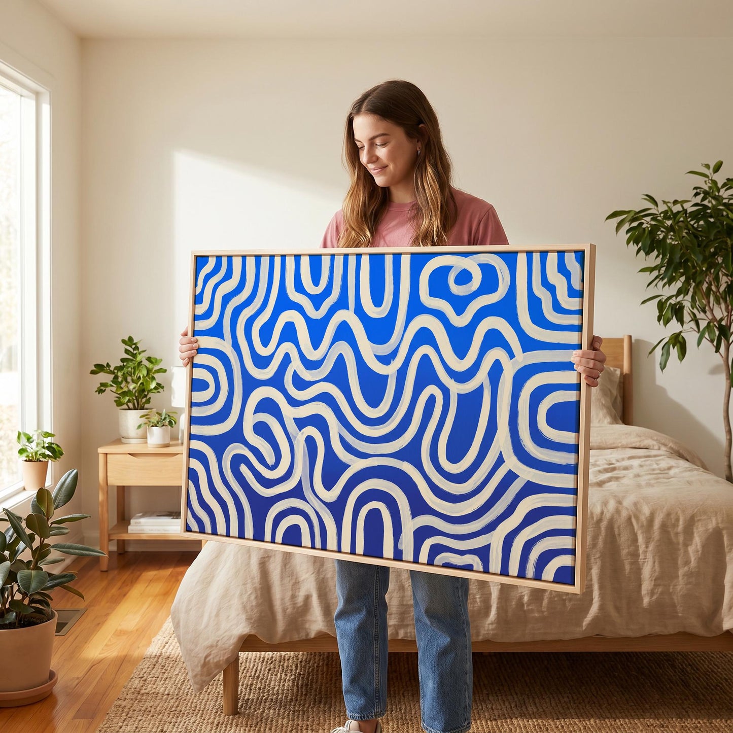Abstract Wavy Lines Canvas Wall Art