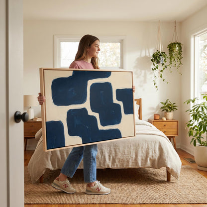 Navy Blue Abstract Canvas Wall Art