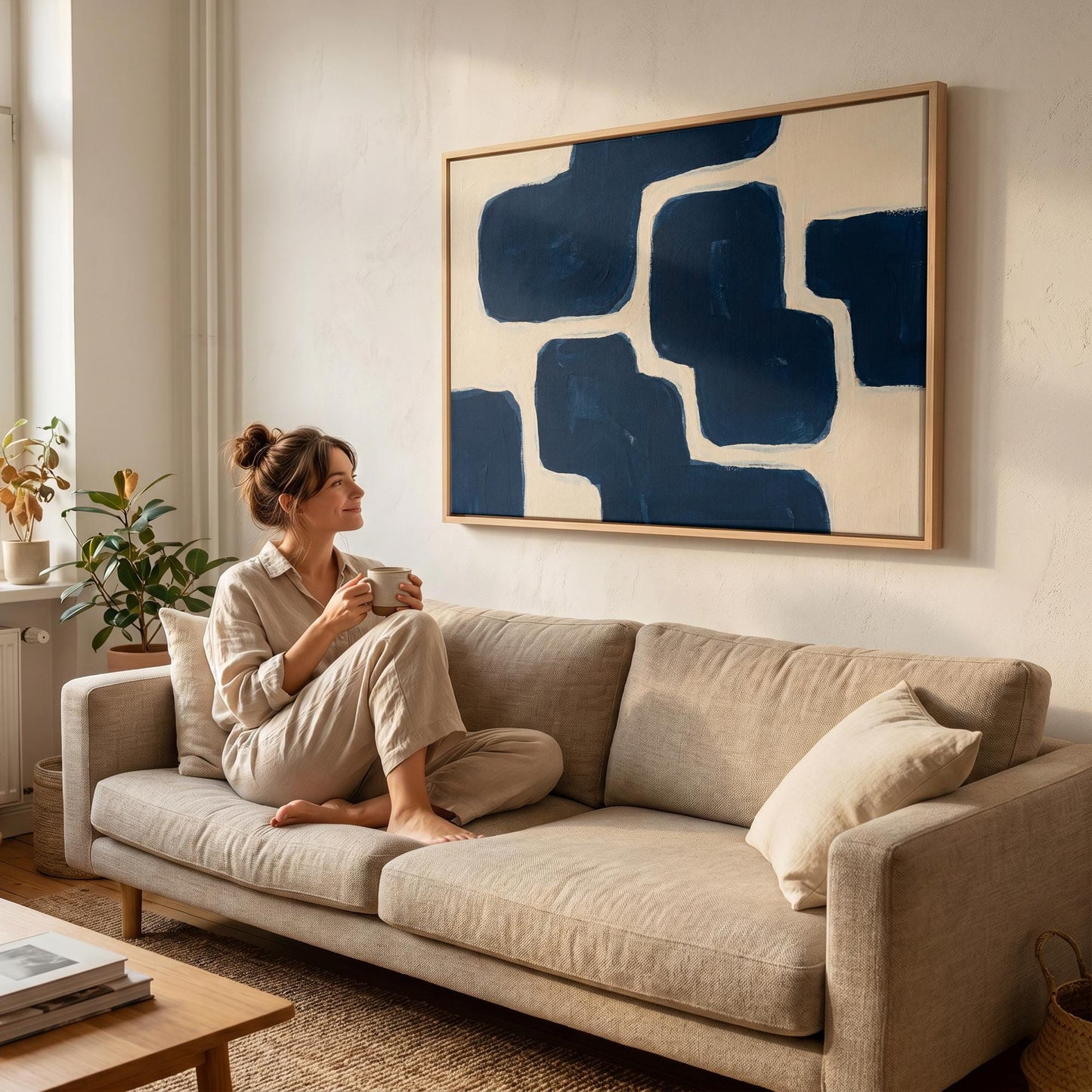 Navy Blue Abstract Canvas Wall Art