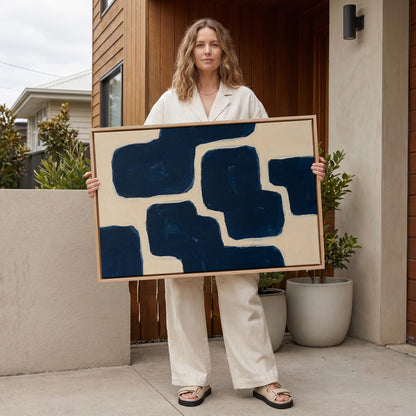 Navy Blue Abstract Canvas Wall Art
