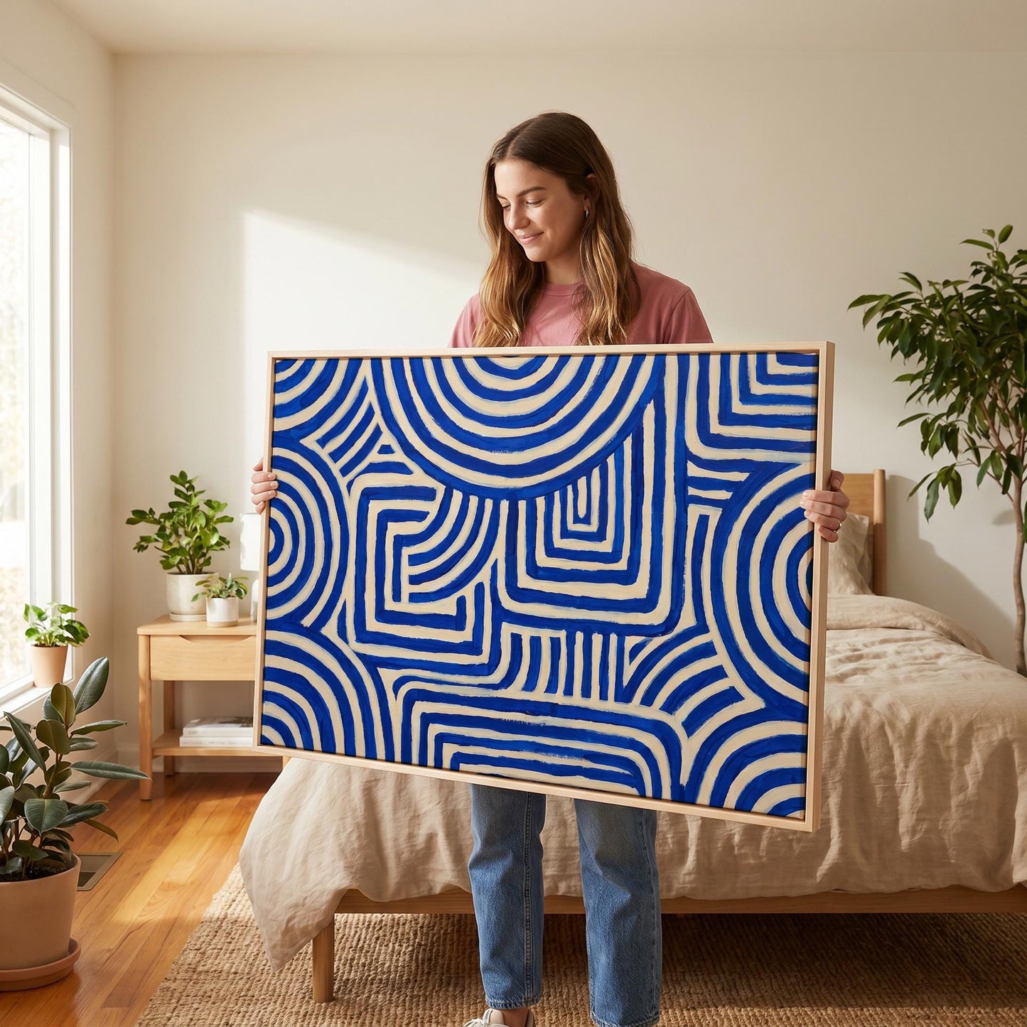 Abstract Geometric Lines Canvas Wall Art