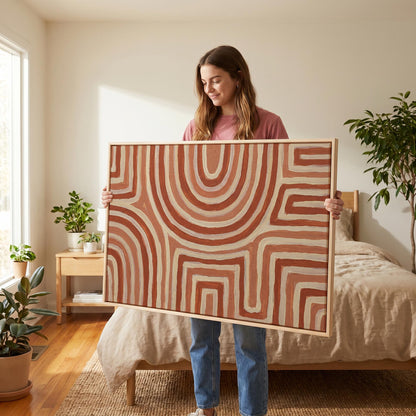 Terracotta Abstract Lines Canvas Wall Art