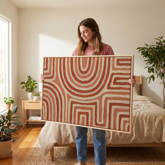 Terracotta Abstract Lines Canvas Wall Art