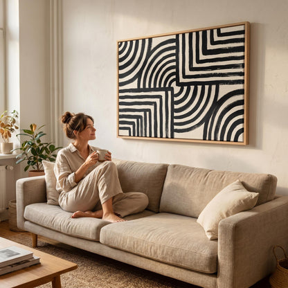 Abstract Geometric Lines Canvas Wall Art