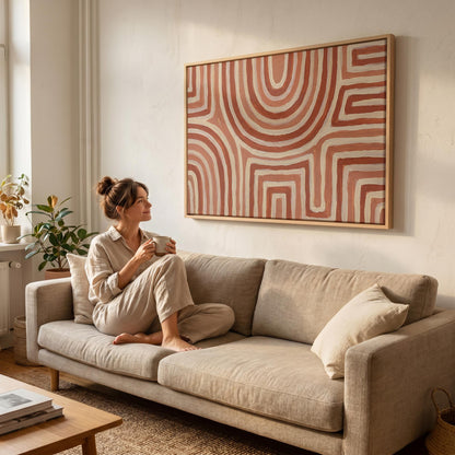 Terracotta Abstract Lines Canvas Wall Art