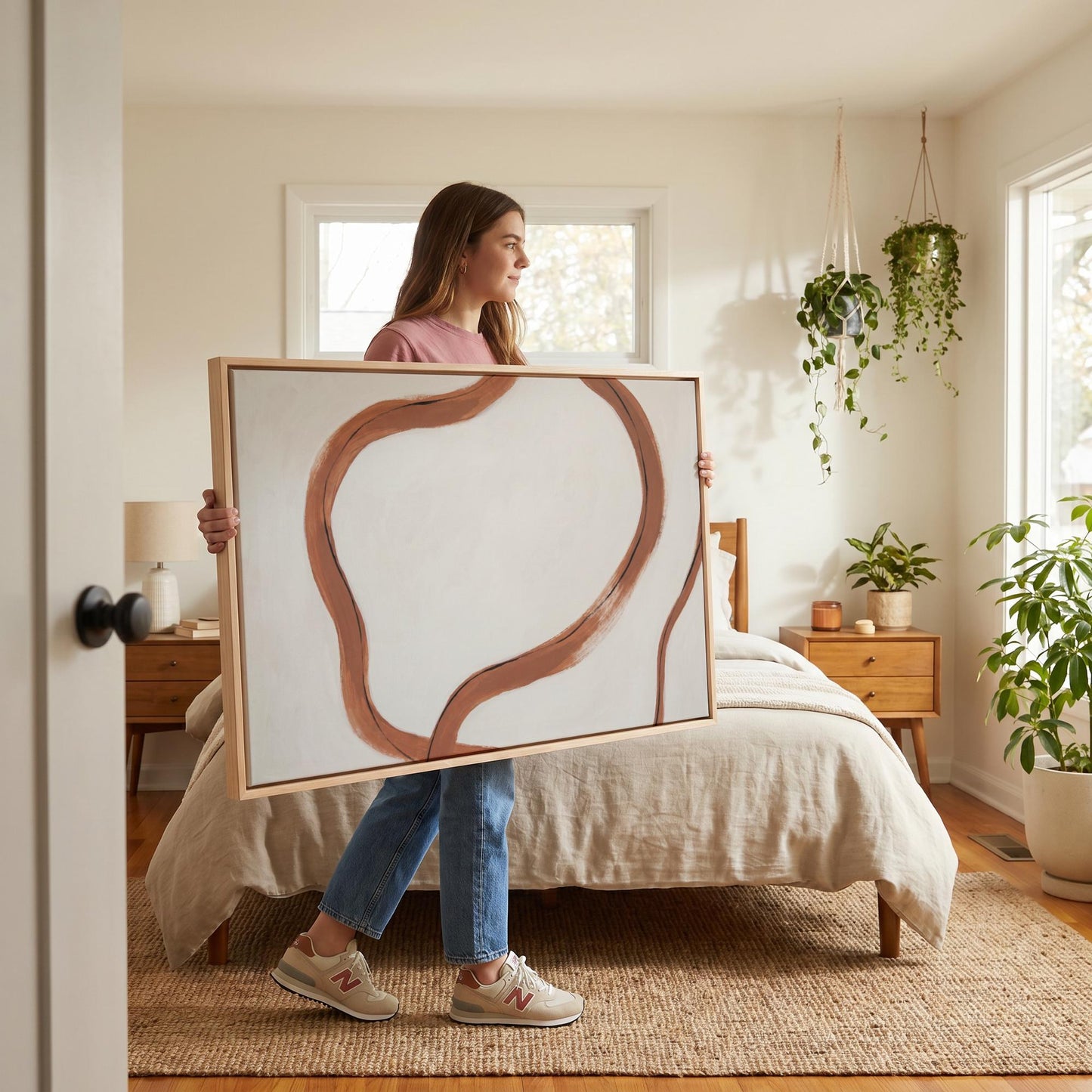 Abstract Terracotta Brushstroke Canvas Wall Art