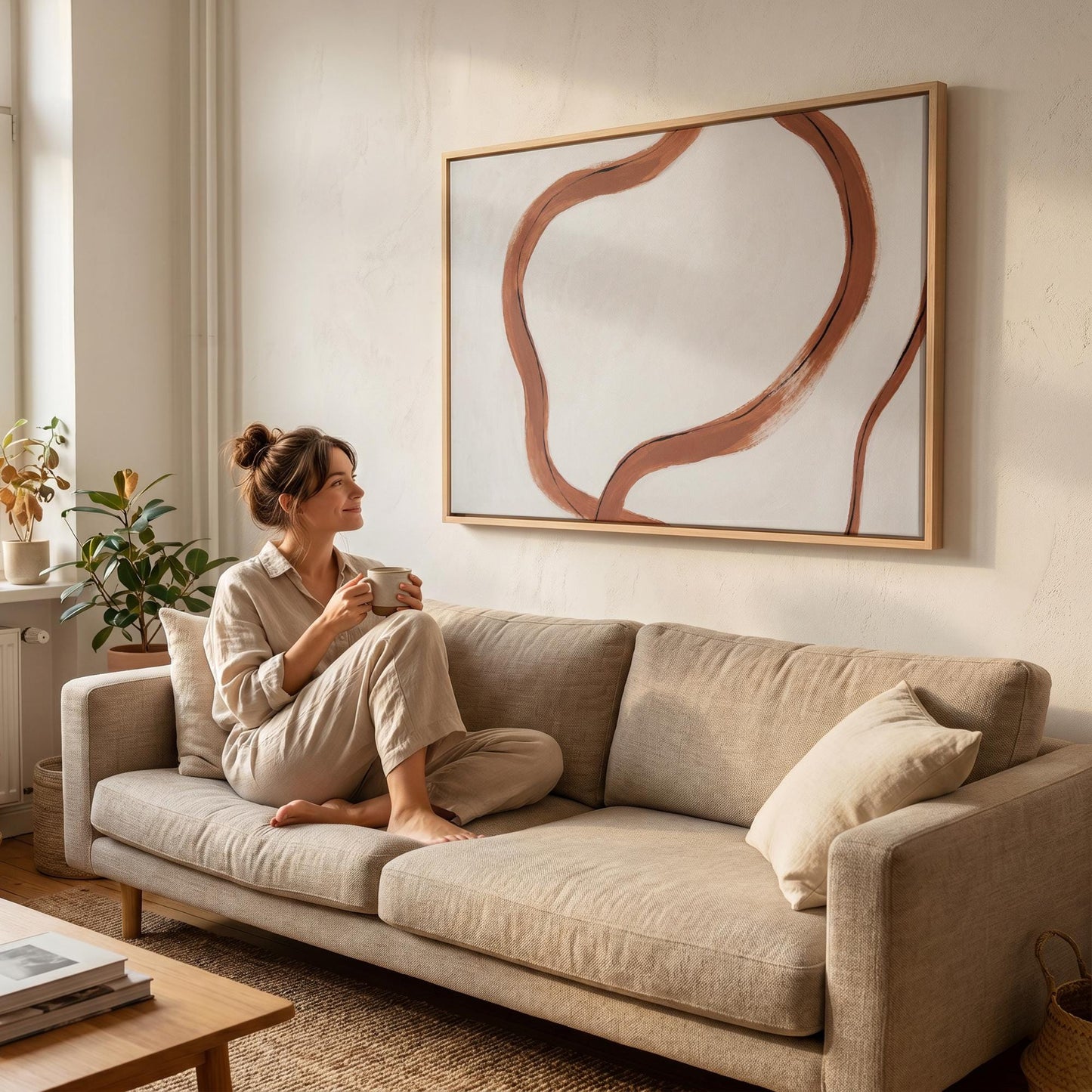 Abstract Terracotta Brushstroke Canvas Wall Art