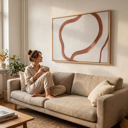 Abstract Terracotta Brushstroke Canvas Wall Art