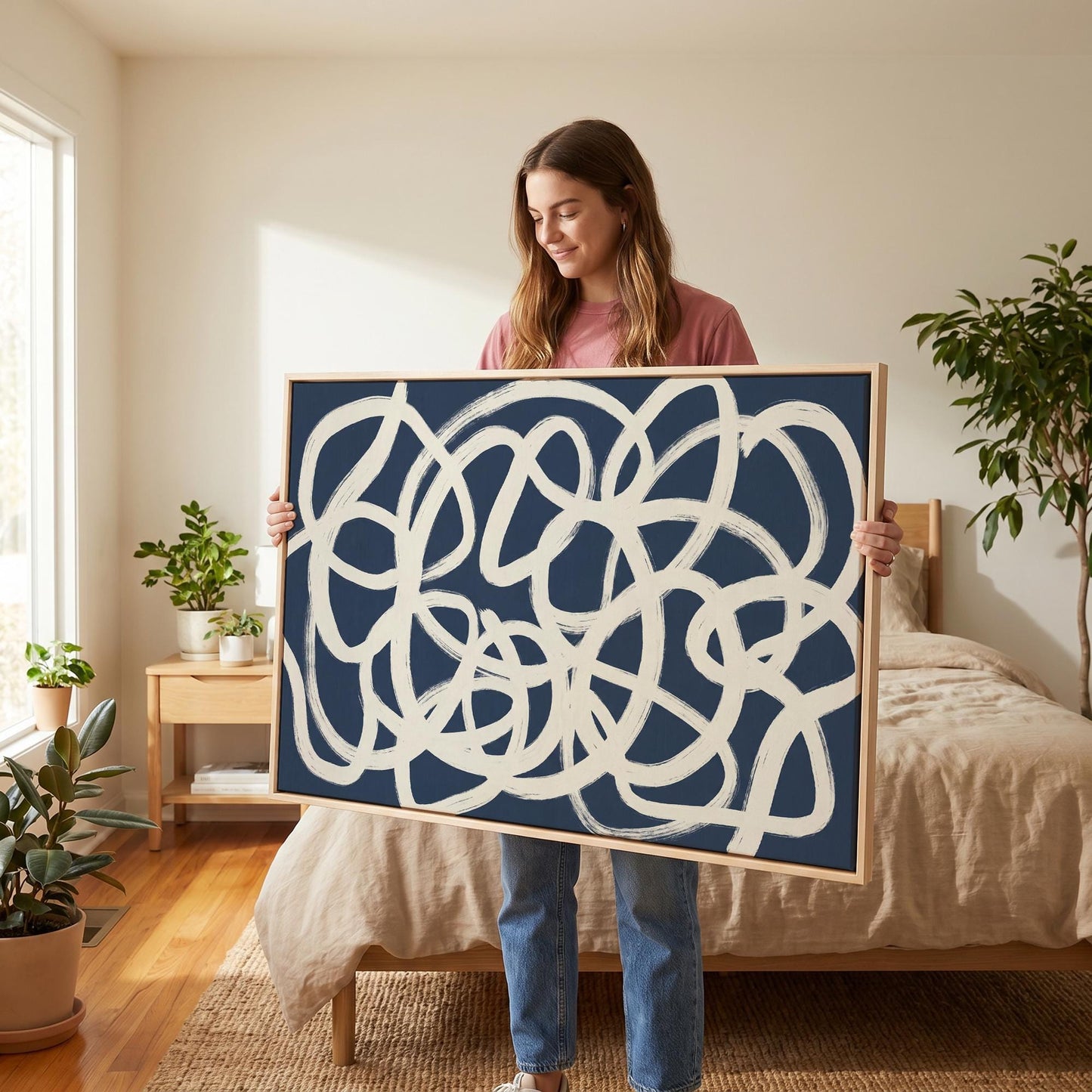 Abstract Swirl Lines Canvas Wall Art