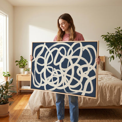 Abstract Swirl Lines Canvas Wall Art