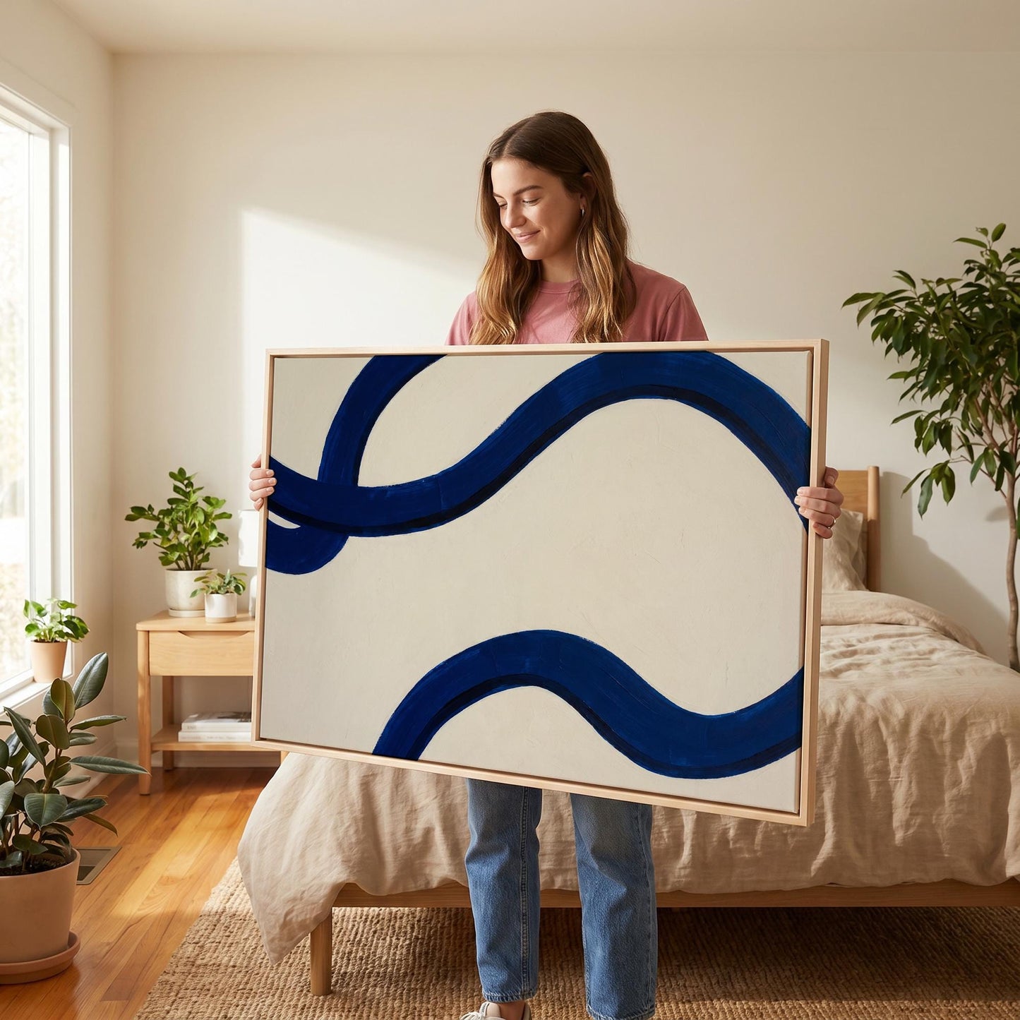 Abstract Blue Wave Canvas Wall Art
