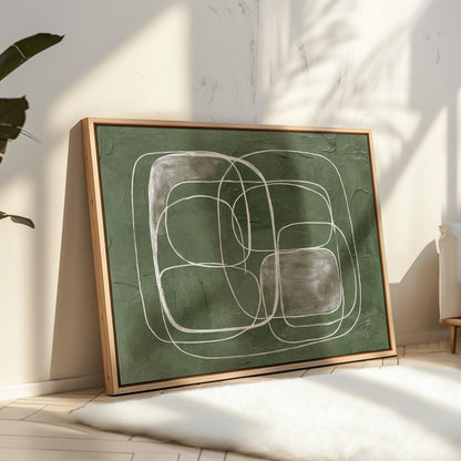 Canvas Wall Art: Green Abstract Line -  Minimalist Print
