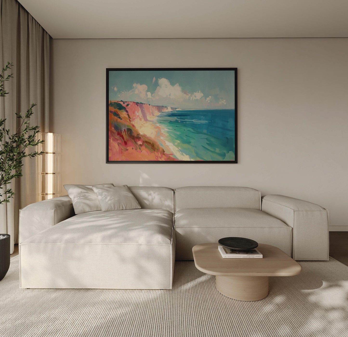 Coastal Cliff Canvas Art: Colorful Seaside Giclée Print