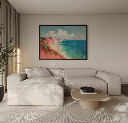 Coastal Cliff Canvas Art: Colorful Seaside Giclée Print