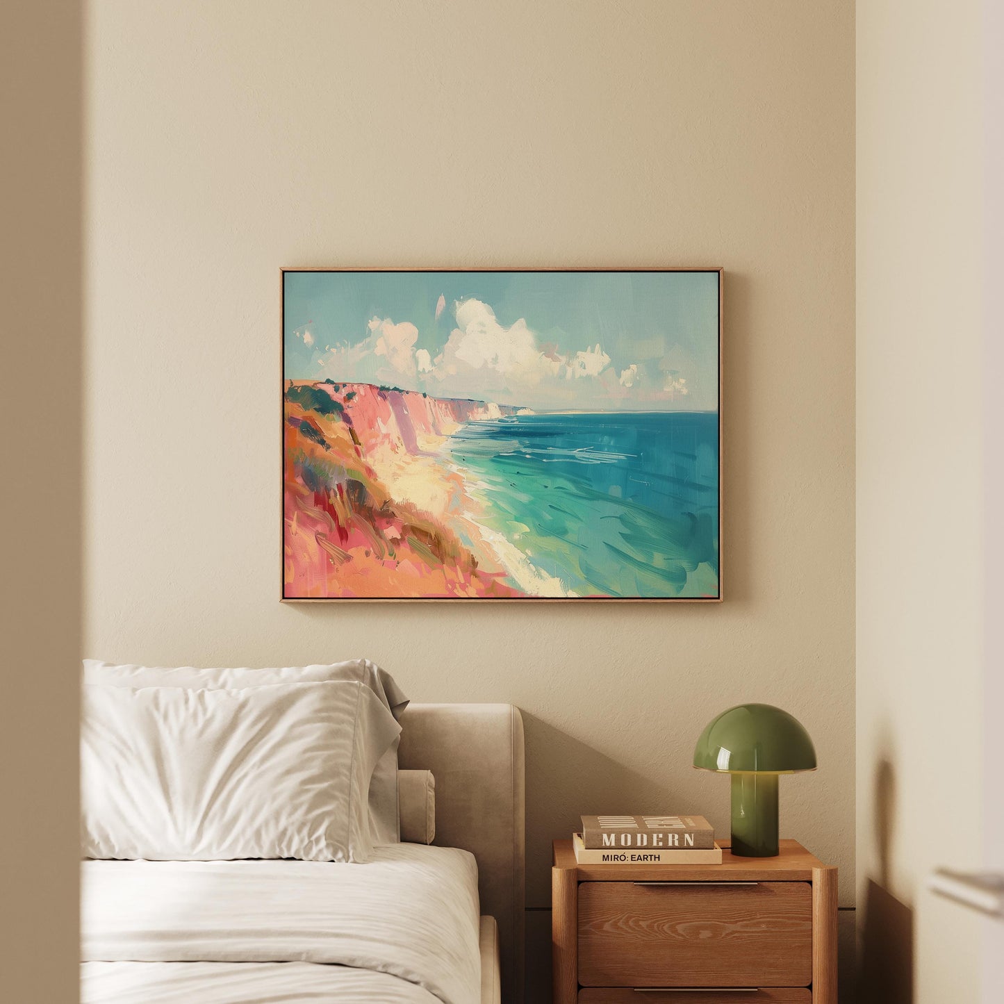 Coastal Cliff Canvas Art: Colorful Seaside Giclée Print