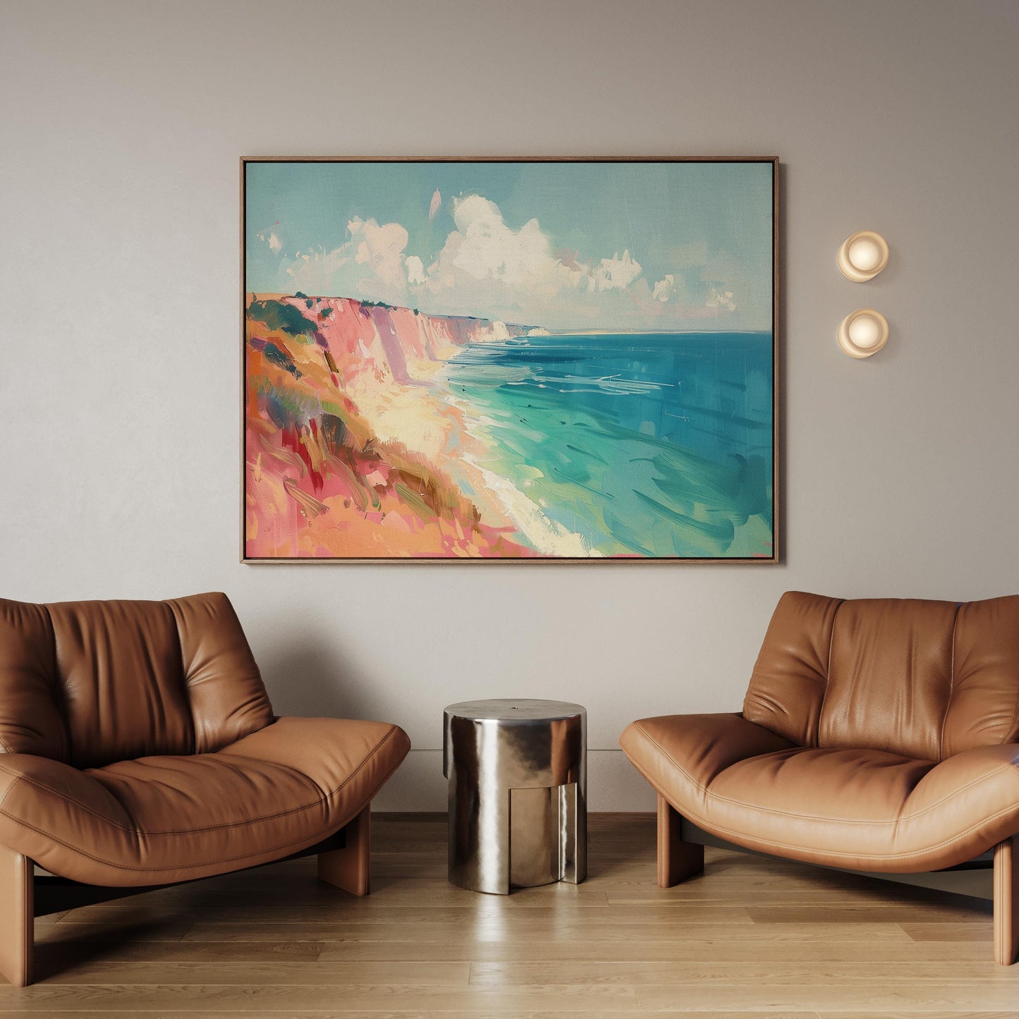 Coastal Cliff Canvas Art: Colorful Seaside Giclée Print