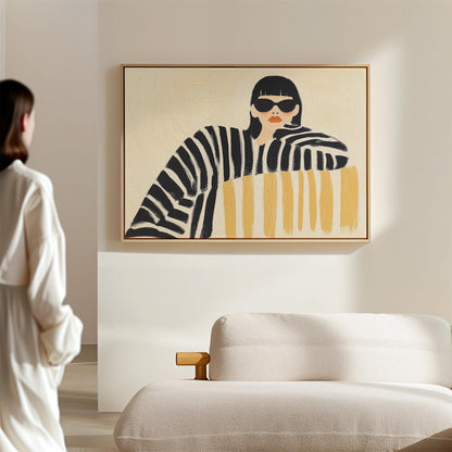 Canvas Wall Art: Woman in Sunglasses - Minimalist Abstract Style