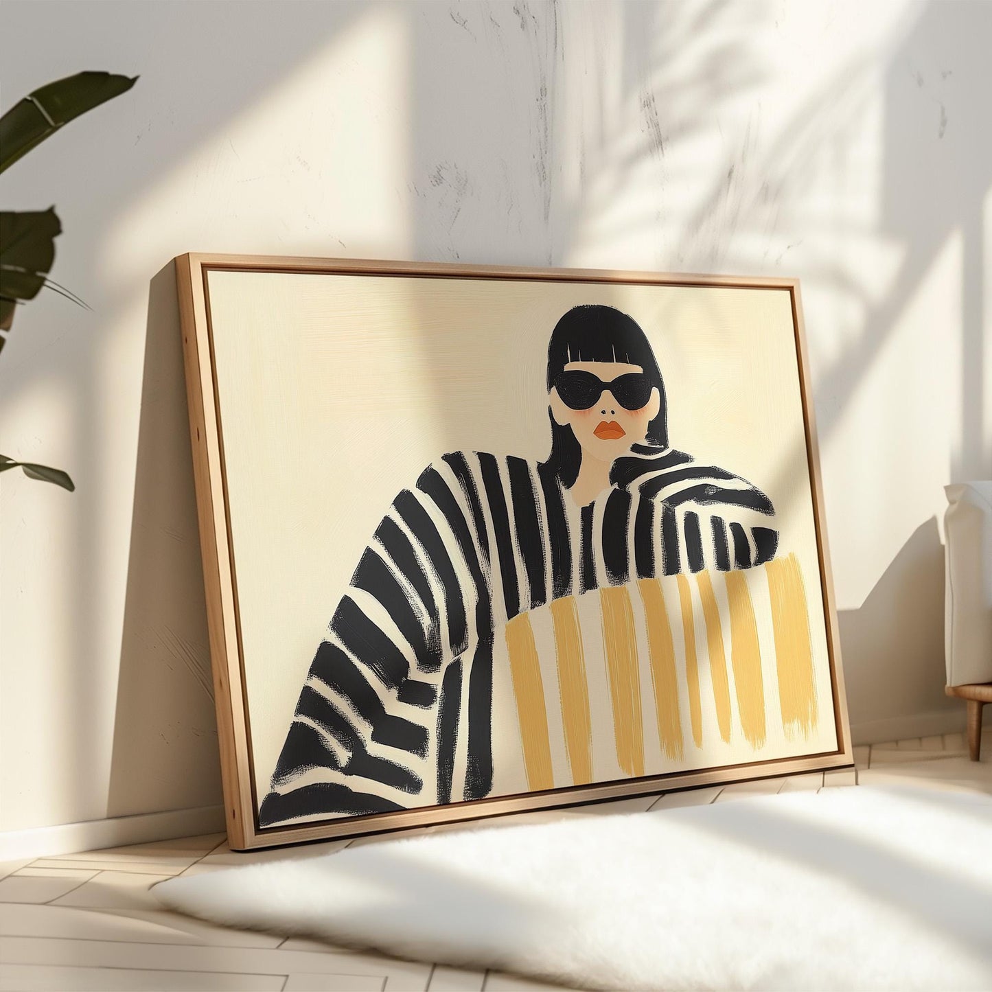 Canvas Wall Art: Woman in Sunglasses - Minimalist Abstract Style