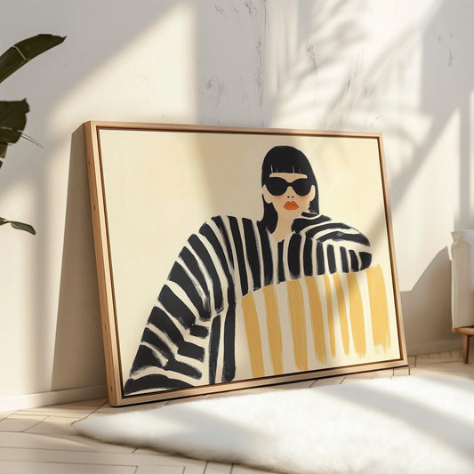 Canvas Wall Art: Woman in Sunglasses - Minimalist Abstract Style
