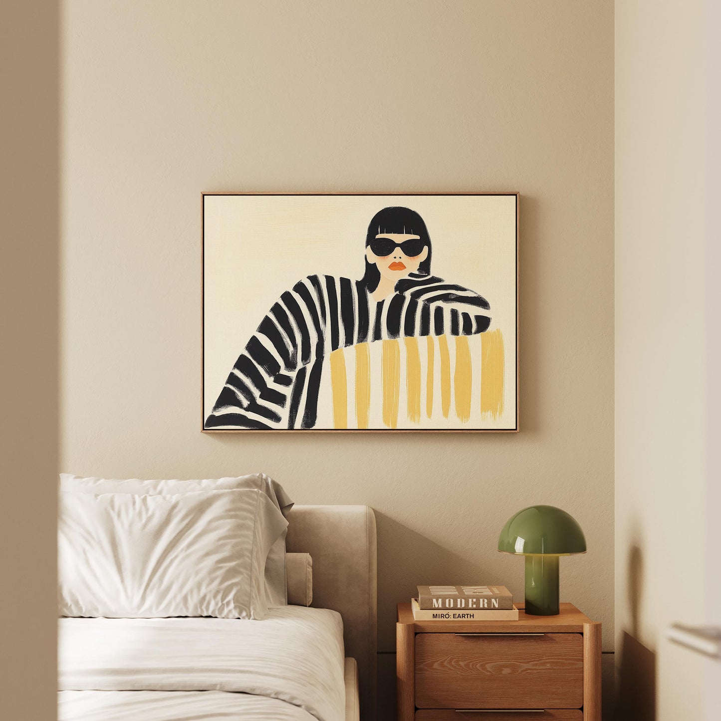 Canvas Wall Art: Woman in Sunglasses - Minimalist Abstract Style
