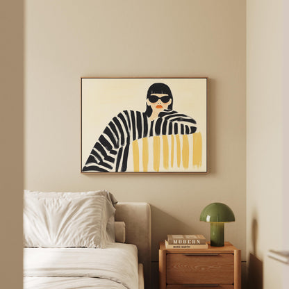 Canvas Wall Art: Woman in Sunglasses - Minimalist Abstract Style