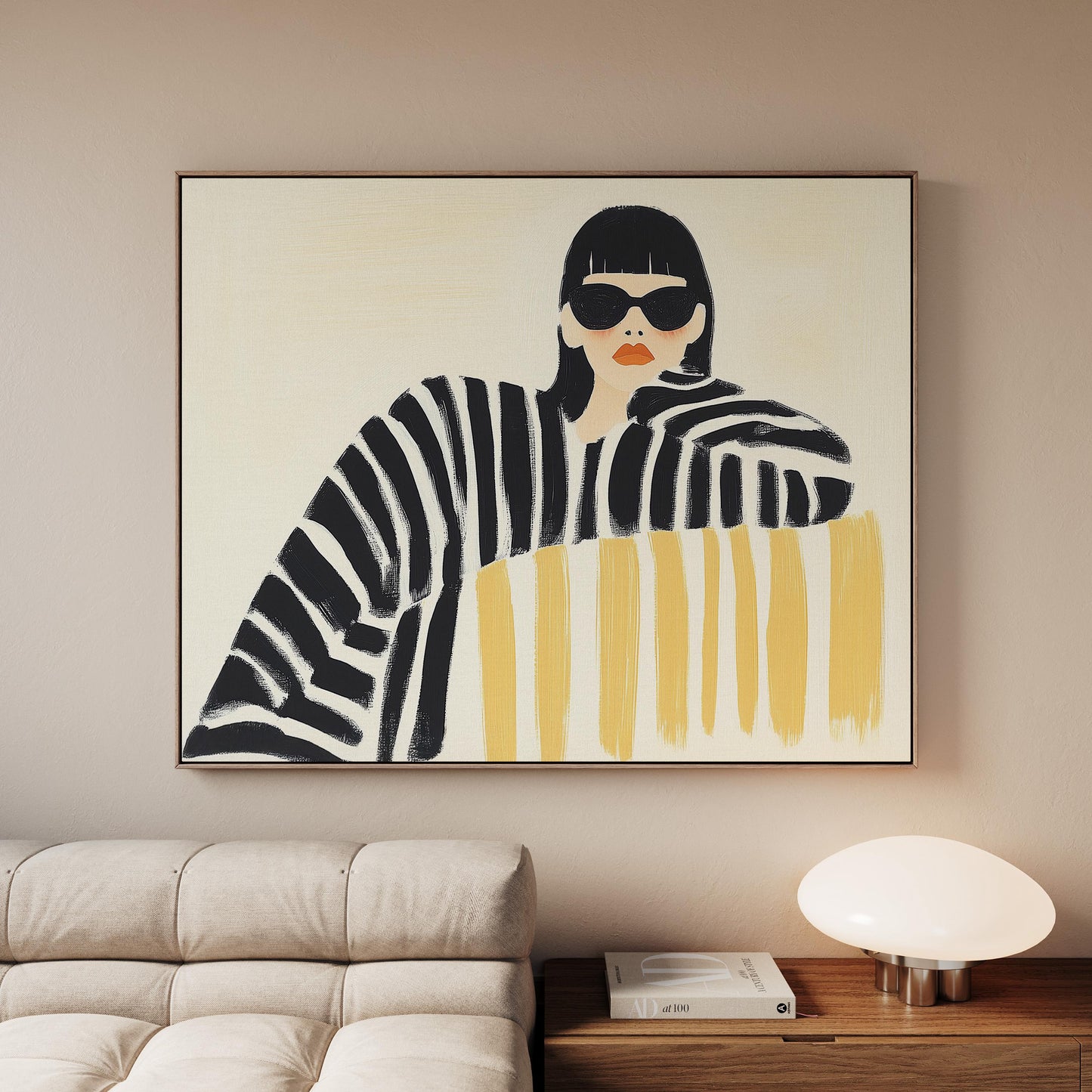 Canvas Wall Art: Woman in Sunglasses - Minimalist Abstract Style