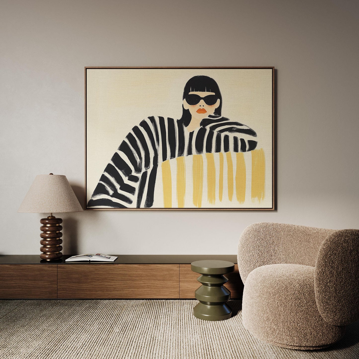 Canvas Wall Art: Woman in Sunglasses - Minimalist Abstract Style