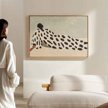 Dot Grid Canvas Art: Minimalist Neutral Abstract (Framed or Unframed)