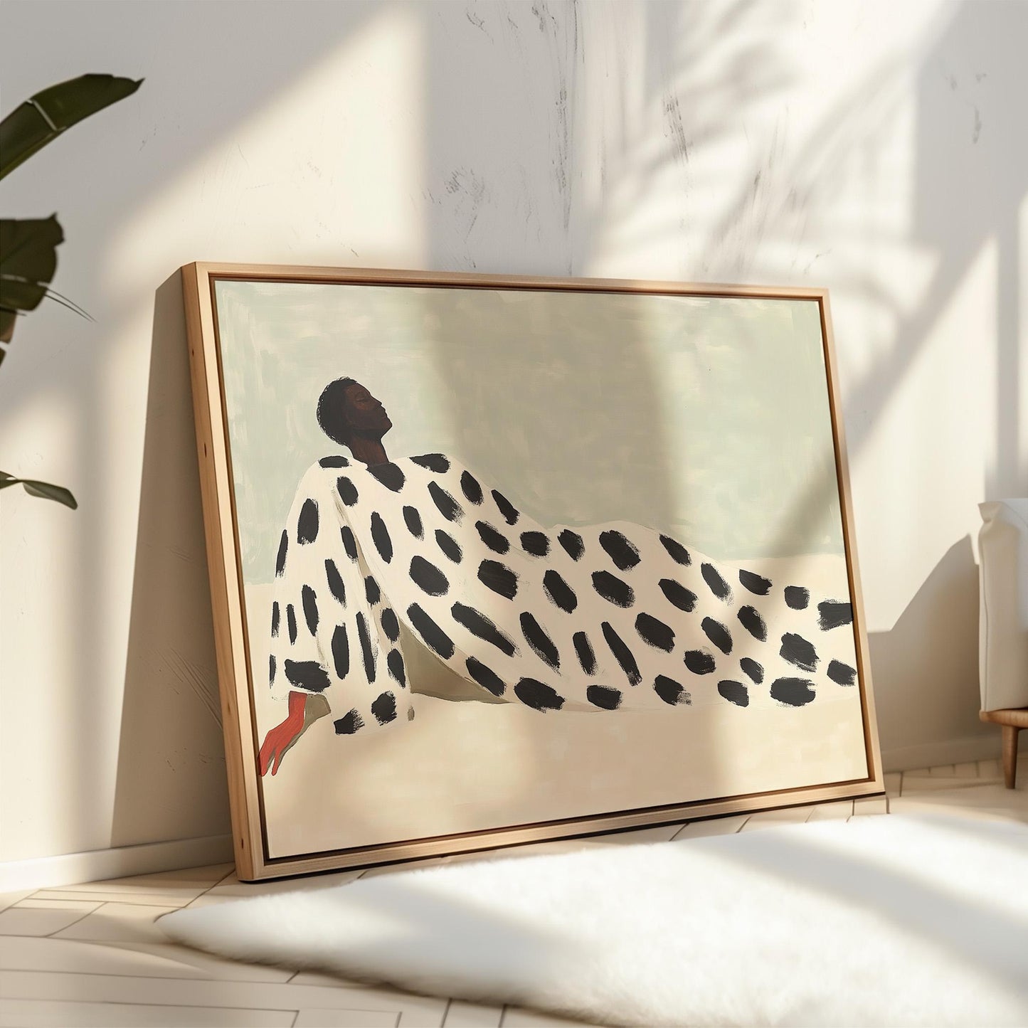 Dot Grid Canvas Art: Minimalist Neutral Abstract (Framed or Unframed)