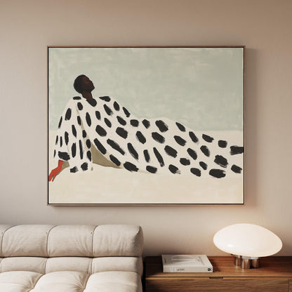 Dot Grid Canvas Art: Minimalist Neutral Abstract (Framed or Unframed)