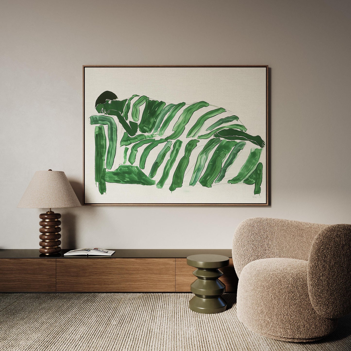 Green Abstract Figure Canvas Wall Art