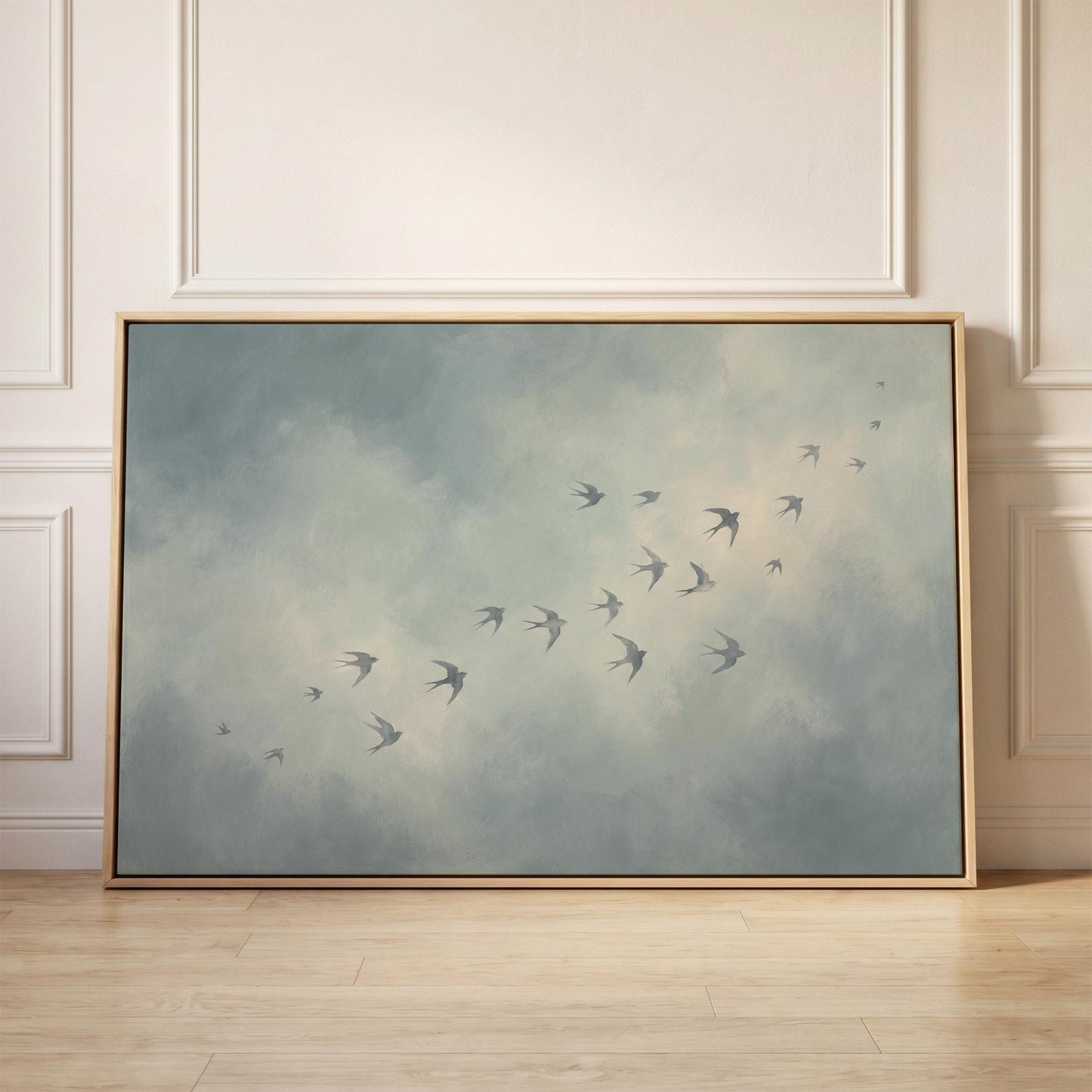 Swallows in Flight Canvas Wall Art