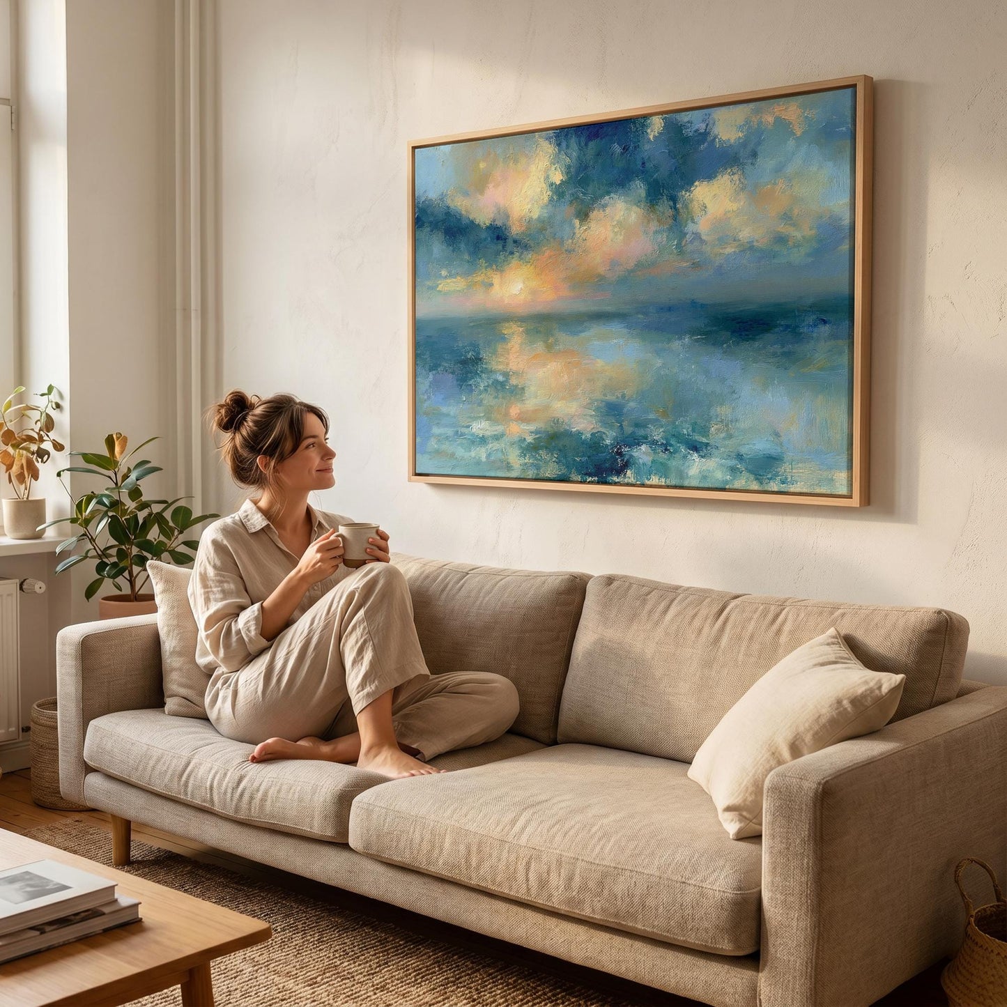 Ocean Sunset Seascape Canvas Wall Art