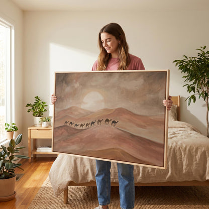 Desert Camel Caravan Canvas Wall Art