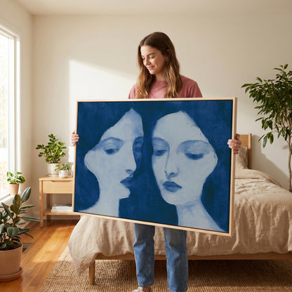 Two Women Portrait Canvas Wall Art