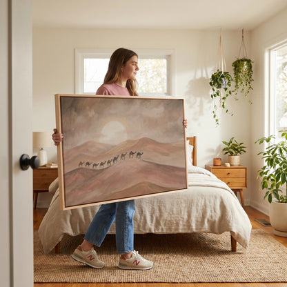 Desert Camel Caravan Canvas Wall Art