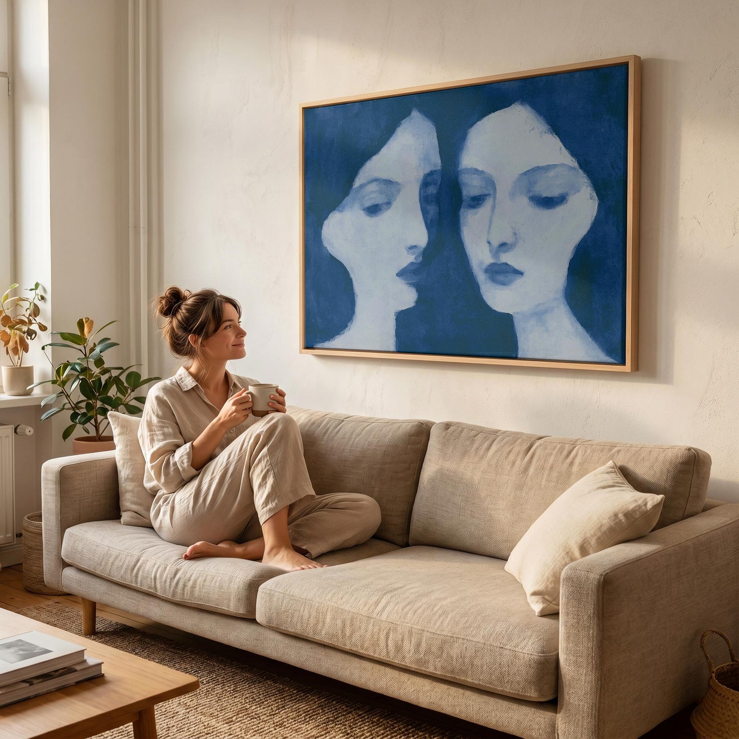 Two Women Portrait Canvas Wall Art