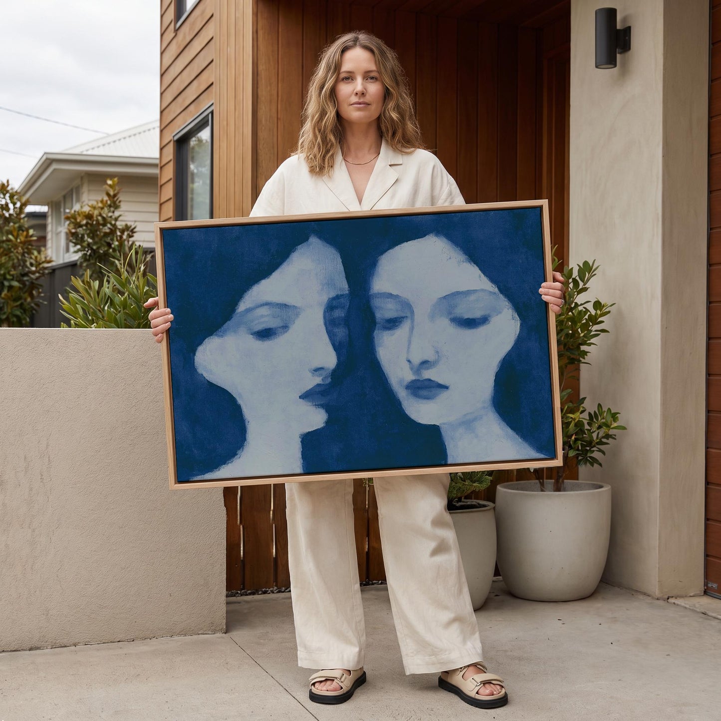 Two Women Portrait Canvas Wall Art
